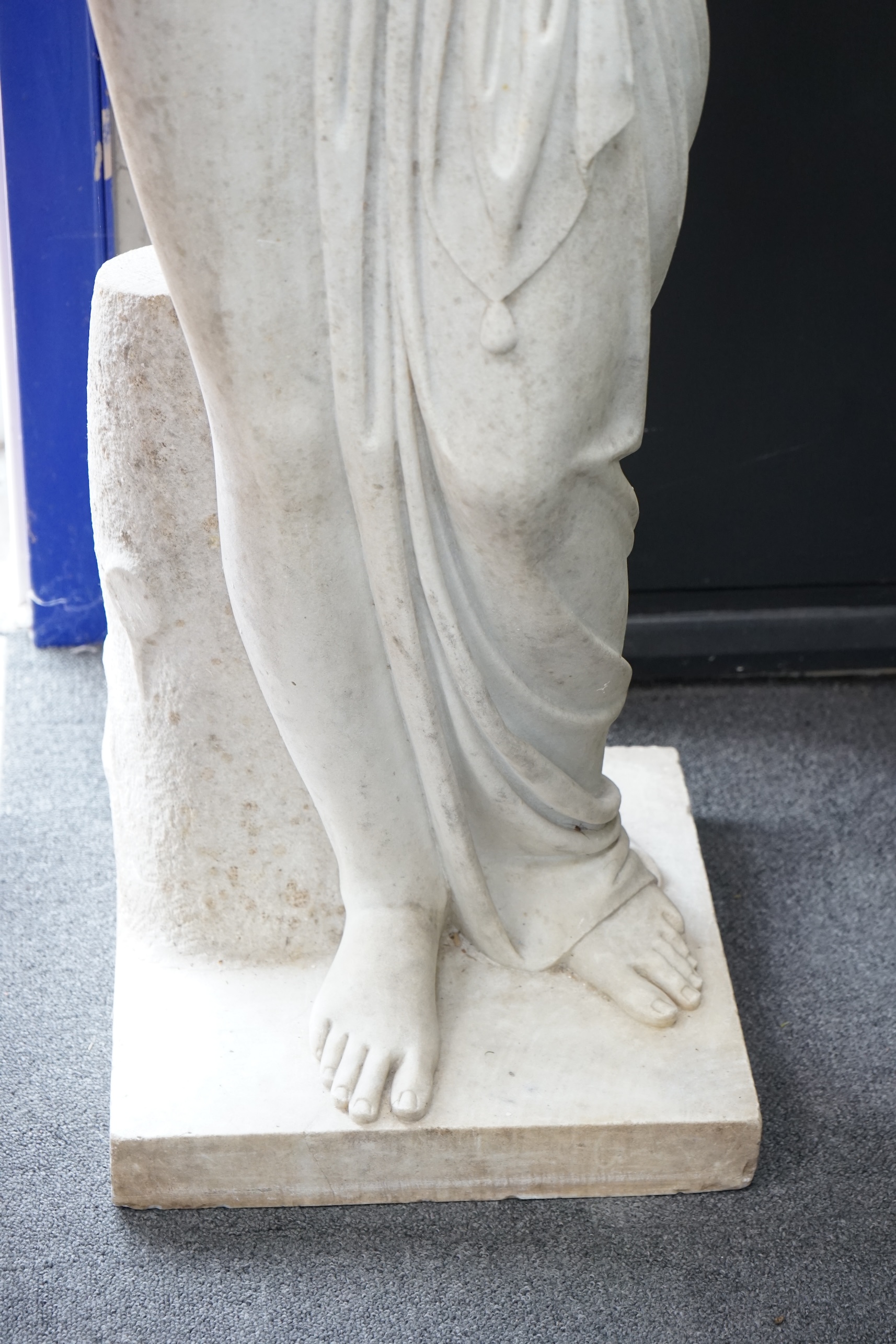 After the Antique. A large carved marble figure of Venus